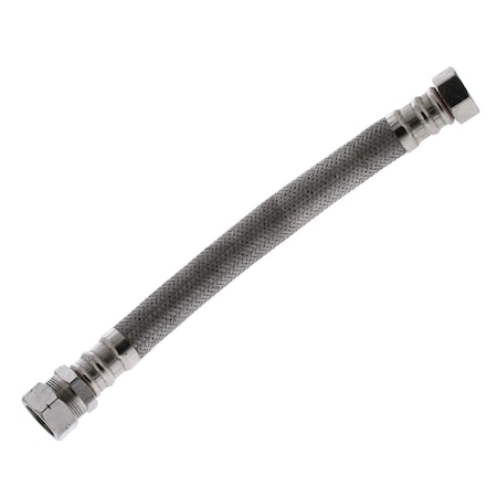 Jones Stephens 3/4in. FIP x 3/4in. COMP x 12in. Braided Stainless Steel Water Heater Connector S04353